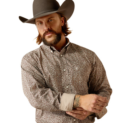 Ariat Mens Wrinkle Free Gerard Long Sleeve Shirt - Brown