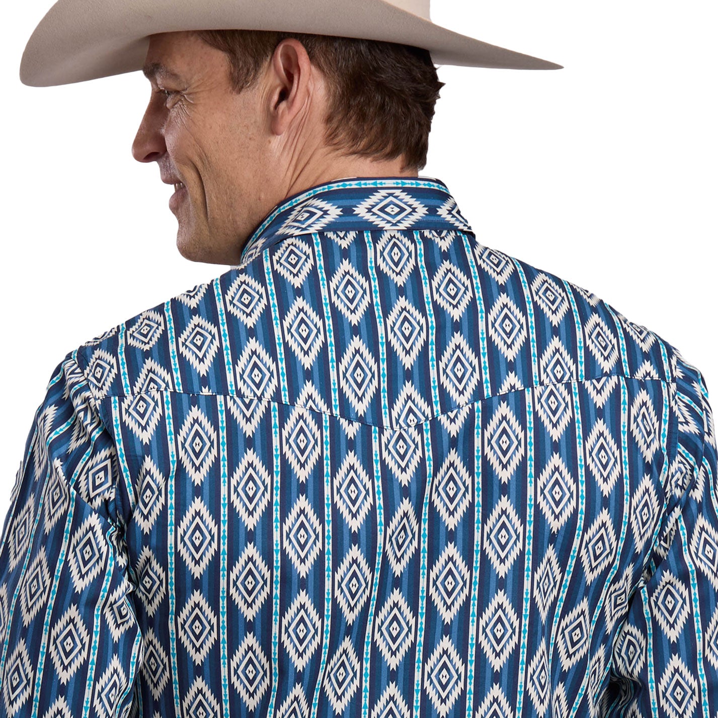 Roper Men's West Made Collection Long Sleeve Shirt Plaid Blue - 03-001-0068-0485