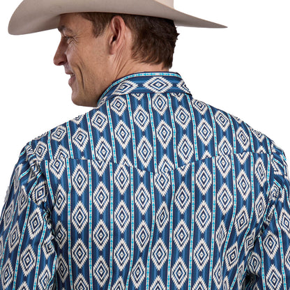 Roper Men's West Made Collection Long Sleeve Shirt Plaid Blue - 03-001-0068-0485