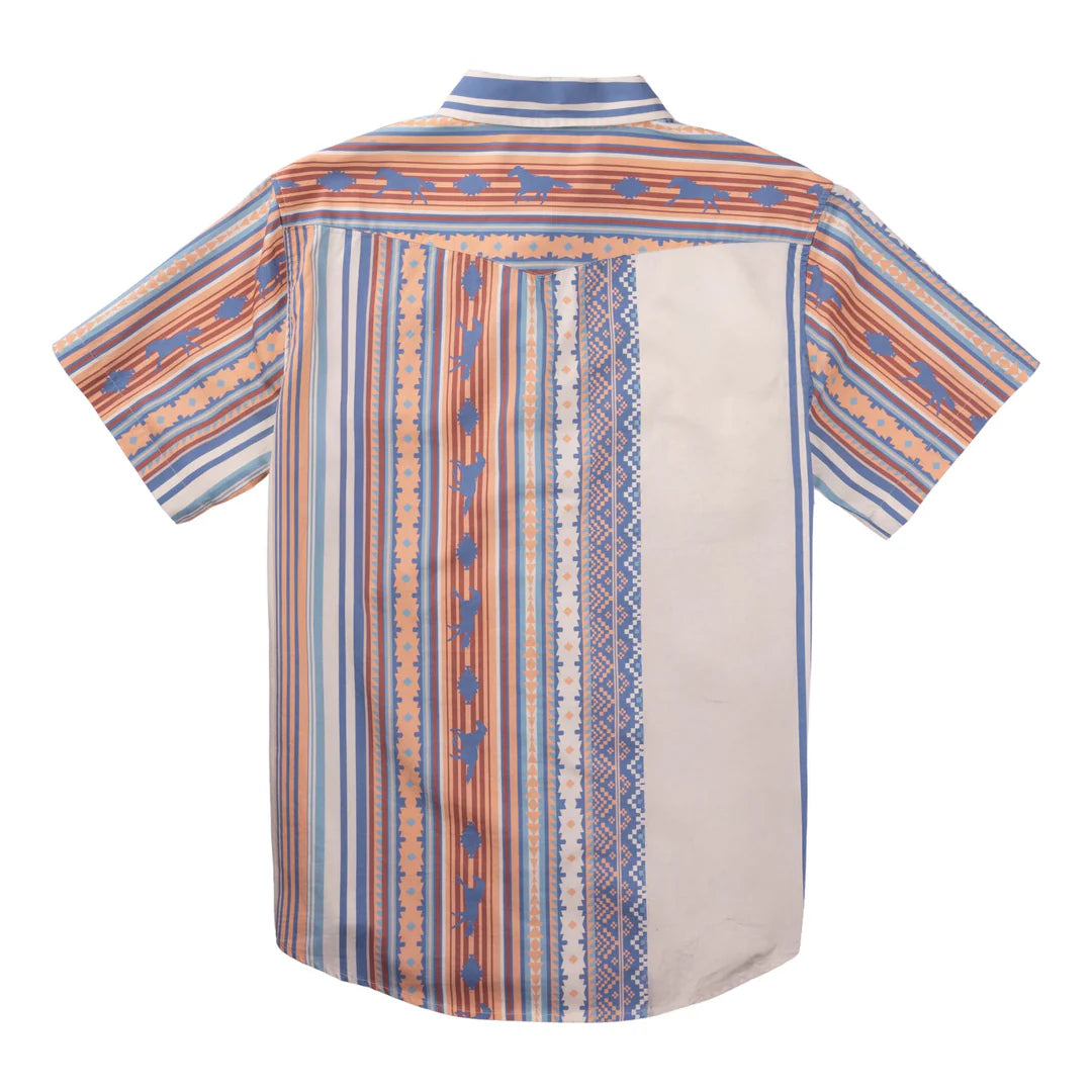 Sendero Serape Peal Snap Short Sleeve Shirt - Indigo