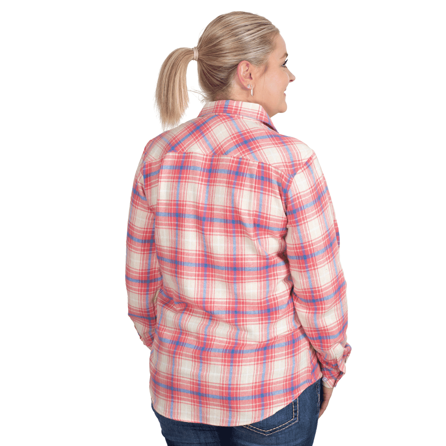 Just Country Womens Jahna Workshirt Flannel Salmon / Blue