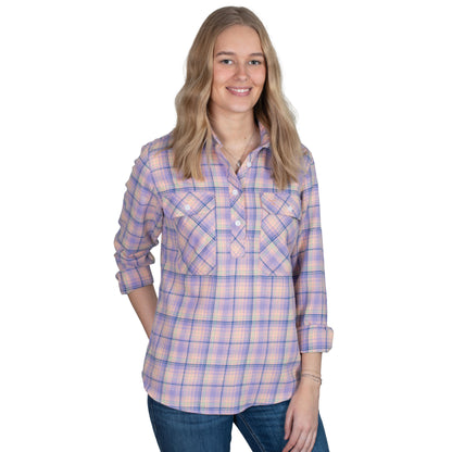 Just Country Women's Jahna Flannel Long Sleeve Shirt - Orchid/Peach