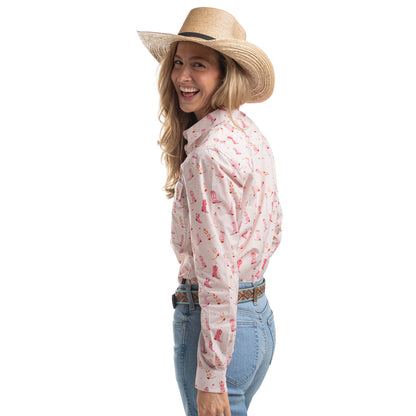 Just Country Women's Georgie Half Button Workshirt - Baby Pink Boots