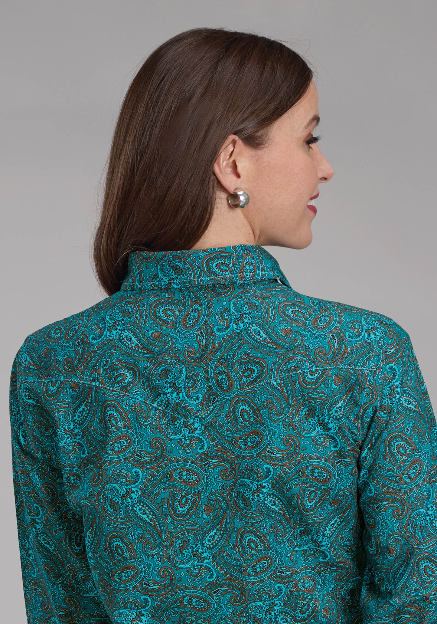 Roper Womens Amarillo Collection Long Sleeve Shirt Green 03-050-0225-1009