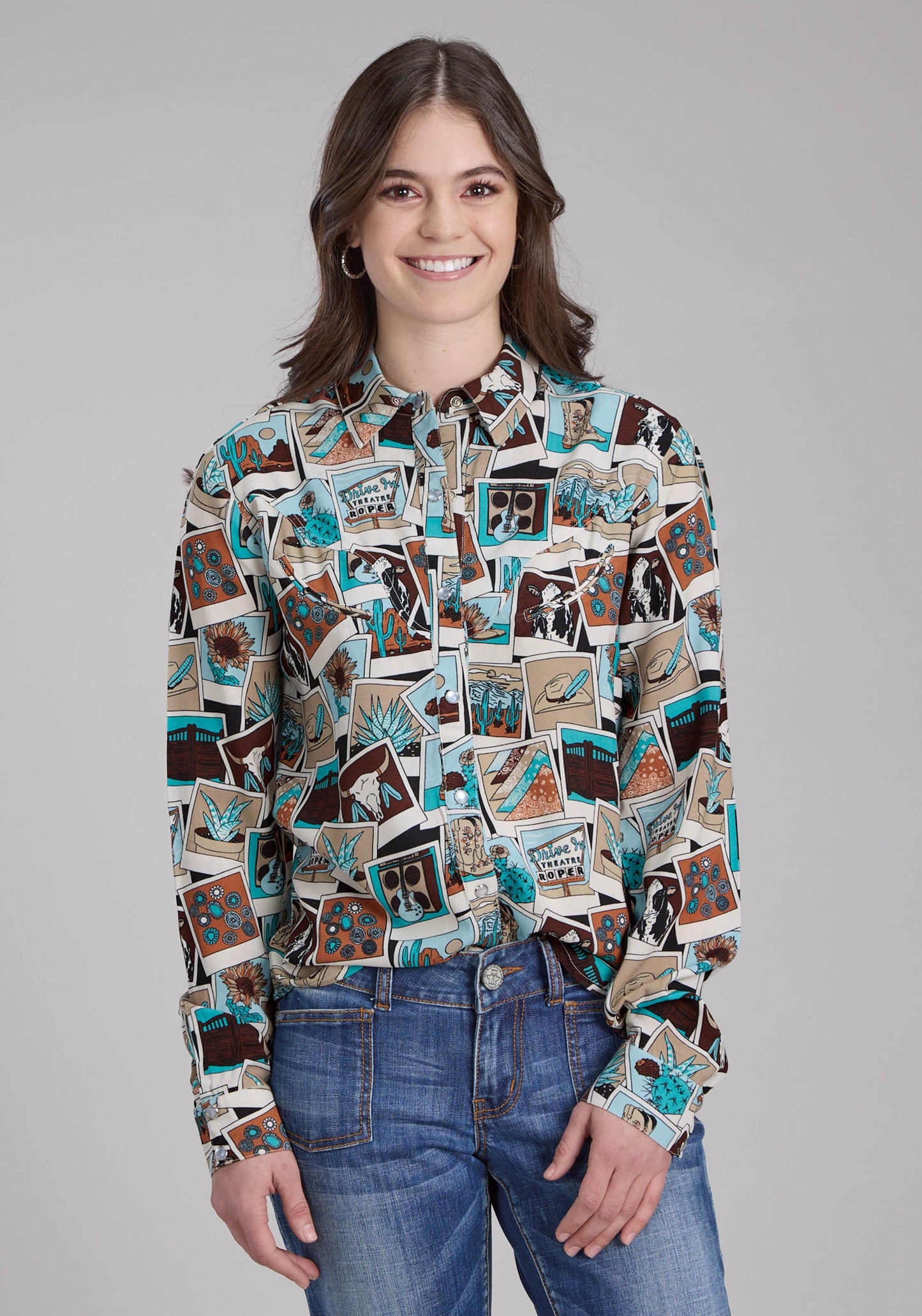 Roper Womens Five Star Collection Long Sleeve Print Shirt 03-050-0590-0184