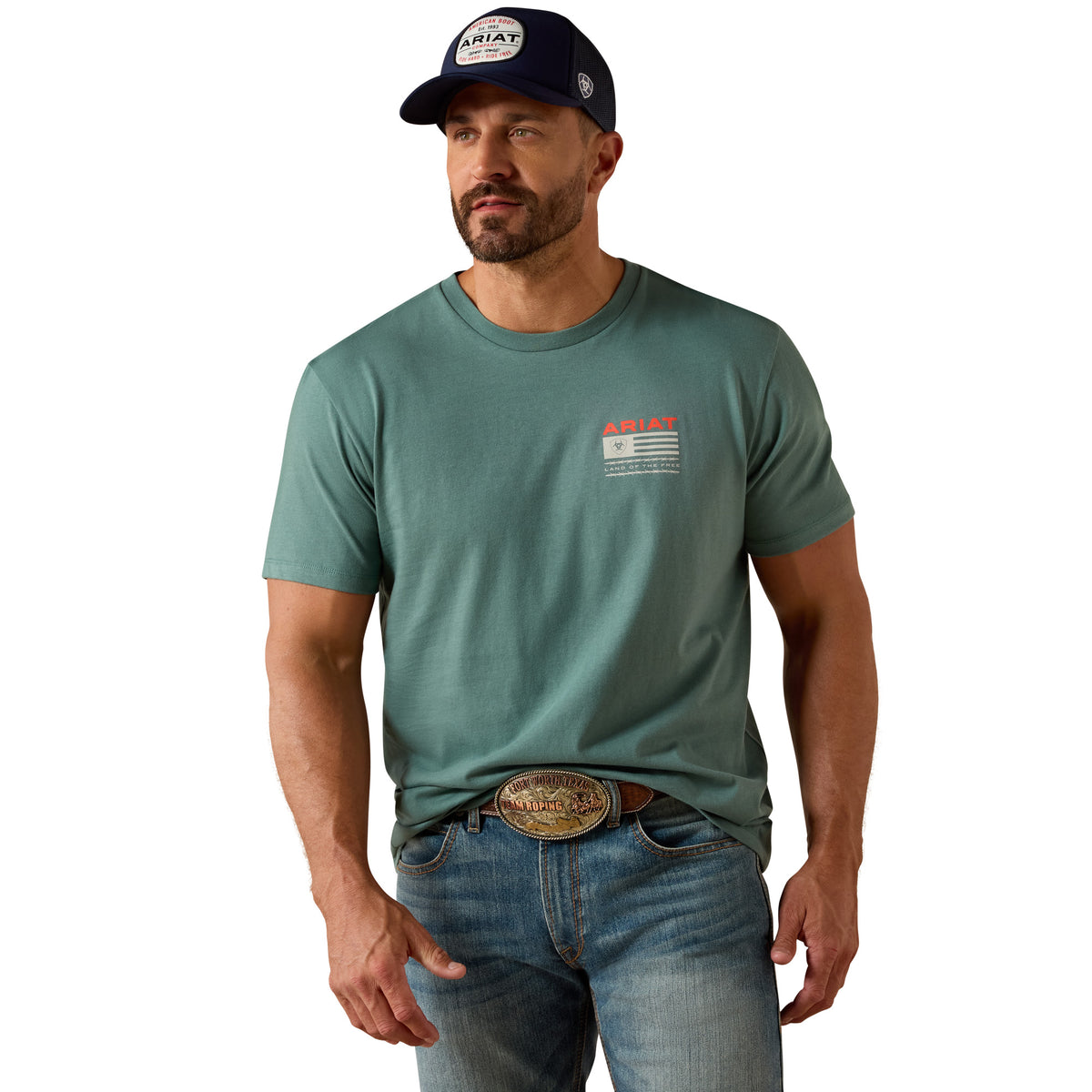 Ariat Men's Hidden Valley Flag T-shirt - Silver Pine