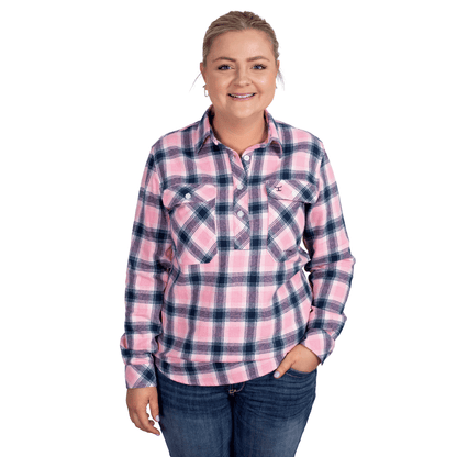 Just Country Womens Jahna Workshirt Flannel Pink/Navy