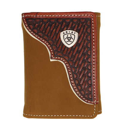 Ariat Tri-Fold Wallet - Basket Weave Overlay WLT3110A