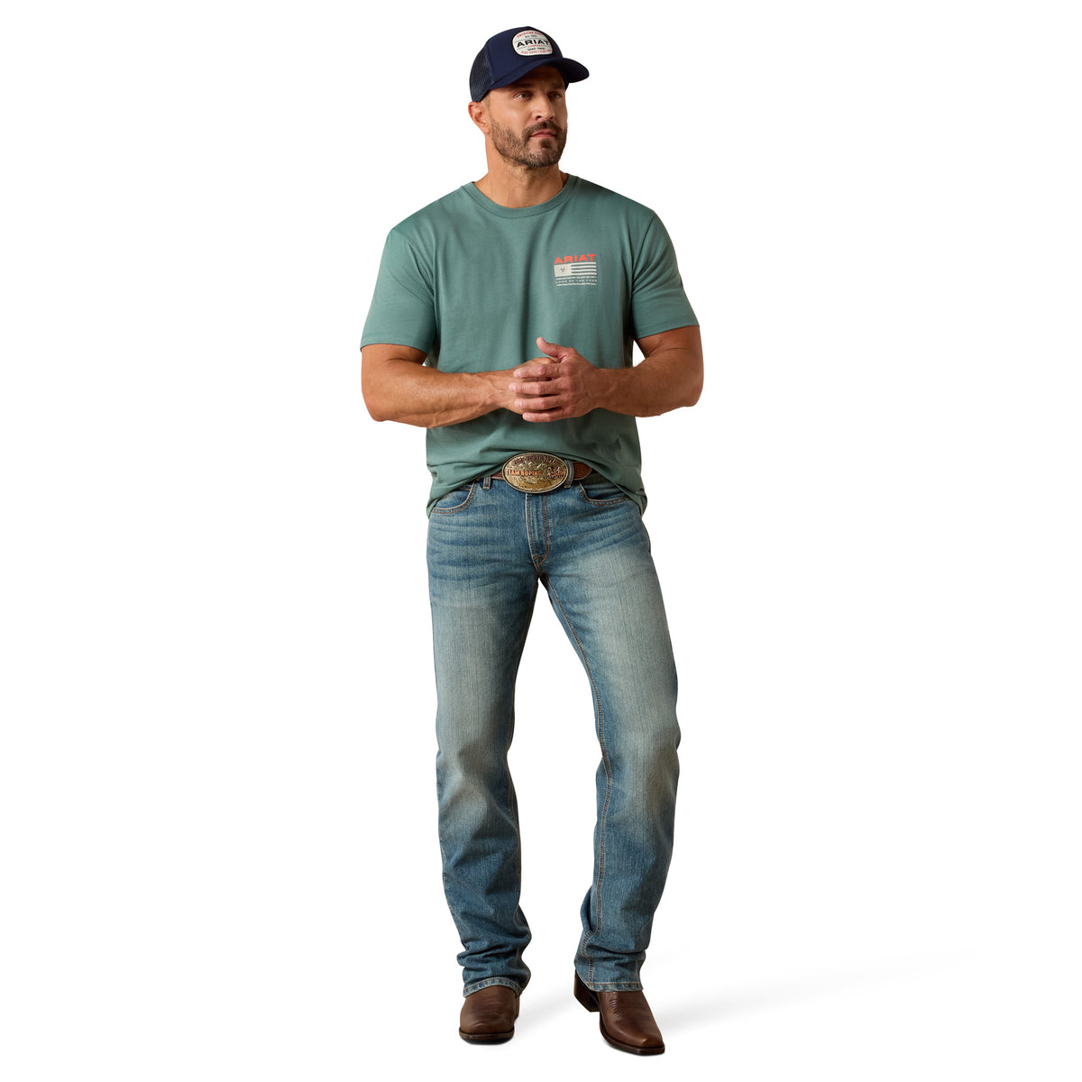 Ariat Men's Hidden Valley Flag T-shirt - Silver Pine
