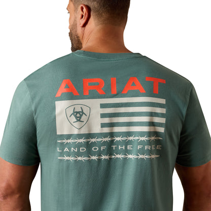 Ariat Men's Hidden Valley Flag T-shirt - Silver Pine
