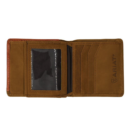 Ariat BiFold Wallet - Tooled Overlay Mahogany/Tan