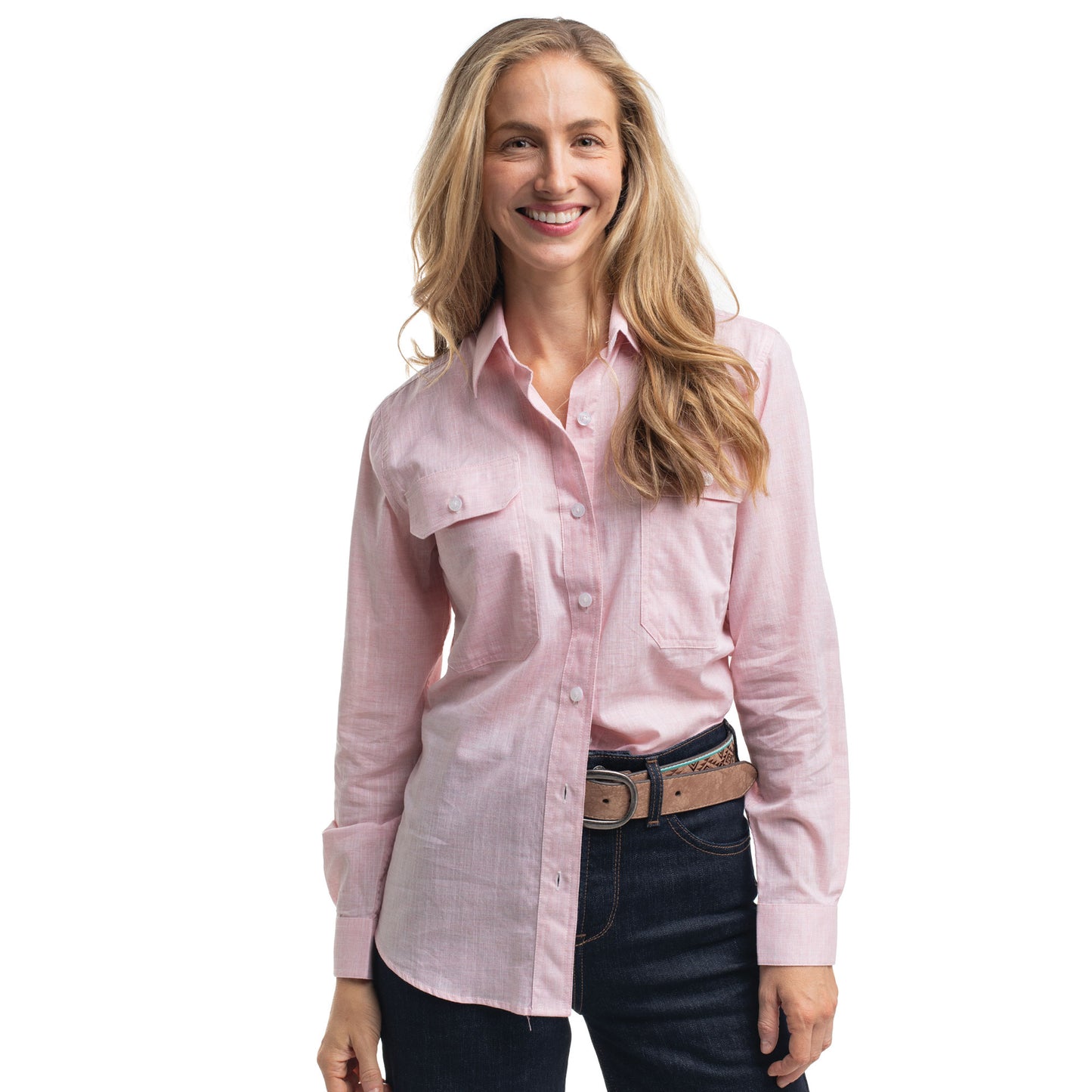 Just Country Women's Abbey Full Button Shirt  - Powder Pink