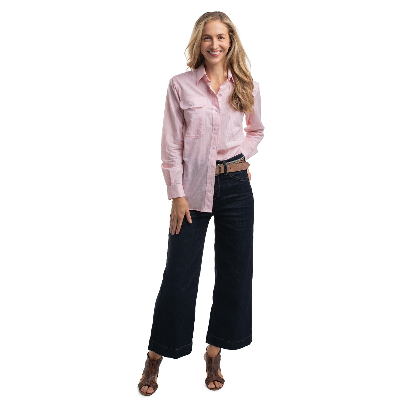Just Country Women's Abbey Full Button Shirt  - Powder Pink