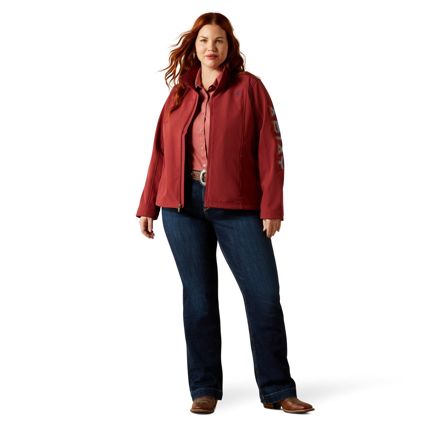 Ariat Women's Logo Softshell Jacket Burnt Russet/Stripe