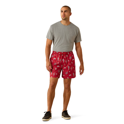 Ariat Men's The Weekender 6" Short - Haute Red Feelin lucky Print