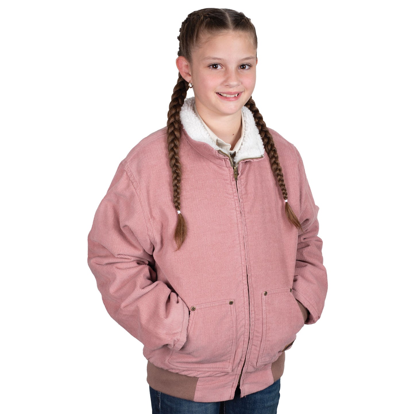 Just Country Kids- Junior Diamantina Sherpa Corduroy Jacket - Dusty Pink