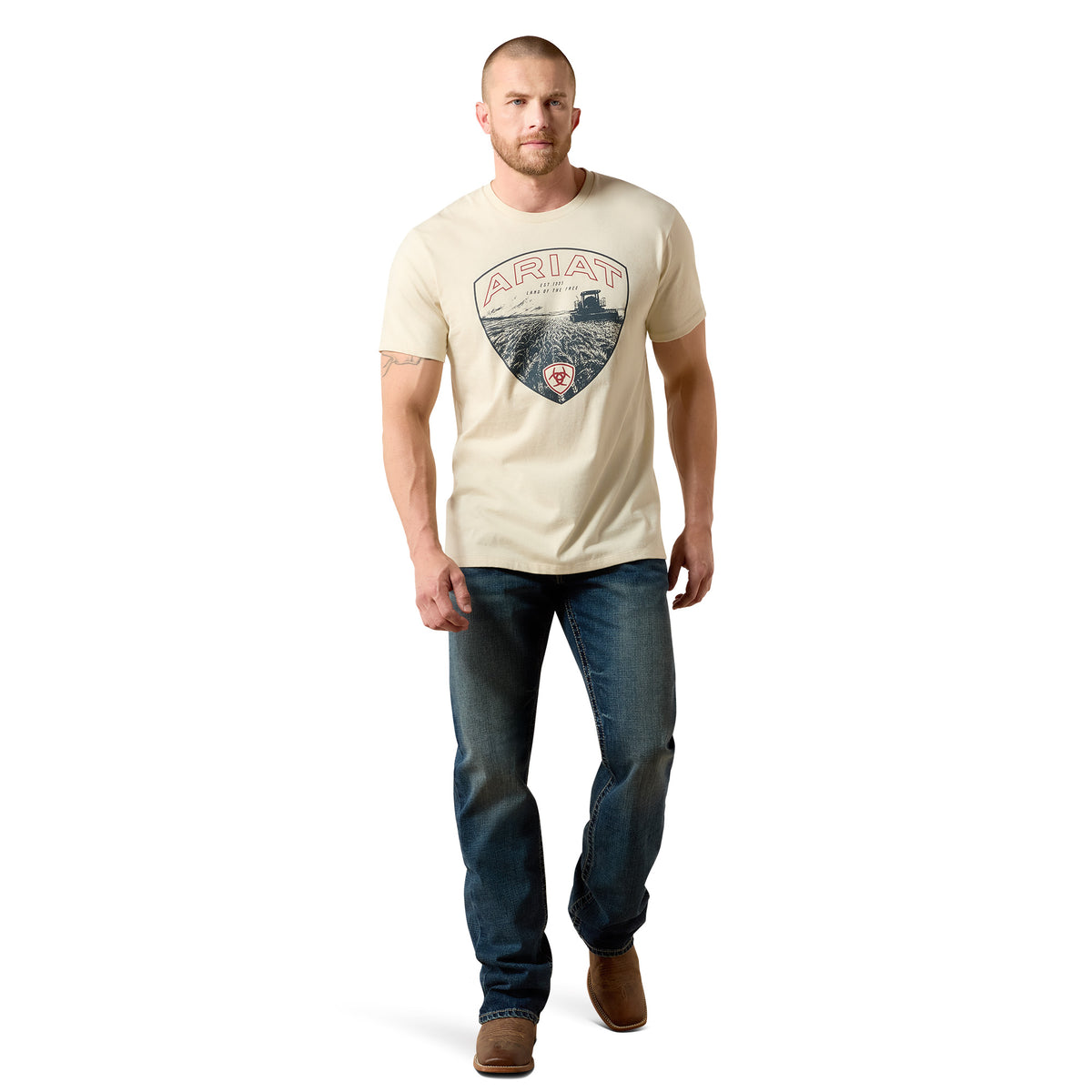 Ariat Men's Land of The Free Farm Shield T-shirt - Natural