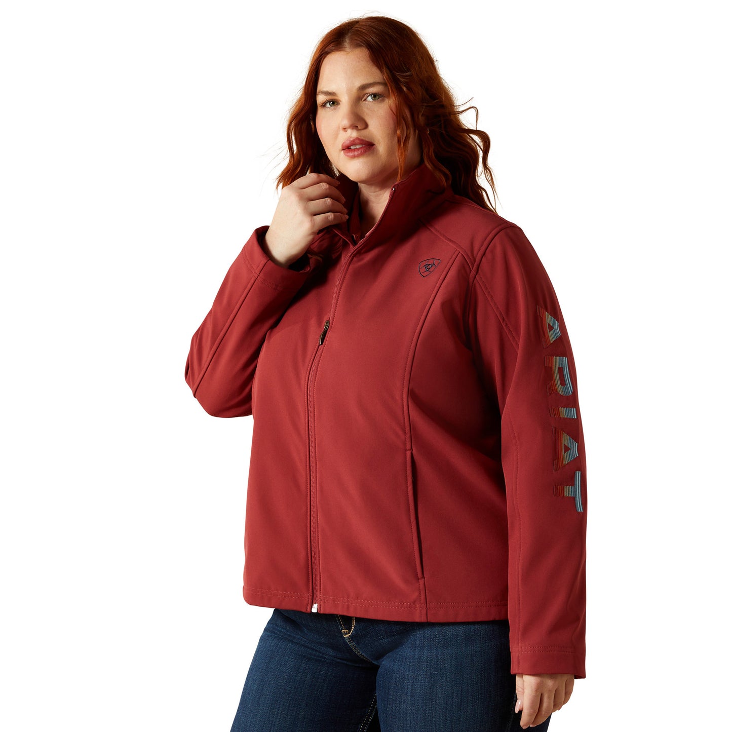 Ariat Women's Logo Softshell Jacket Burnt Russet/Stripe