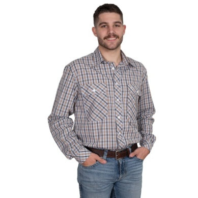 Just Country Men's Austin Full Button Workshirt - Brown/Black Check MWLS2527