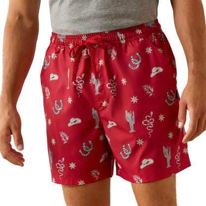 Ariat Men's The Weekender 6" Short - Haute Red Feelin lucky Print