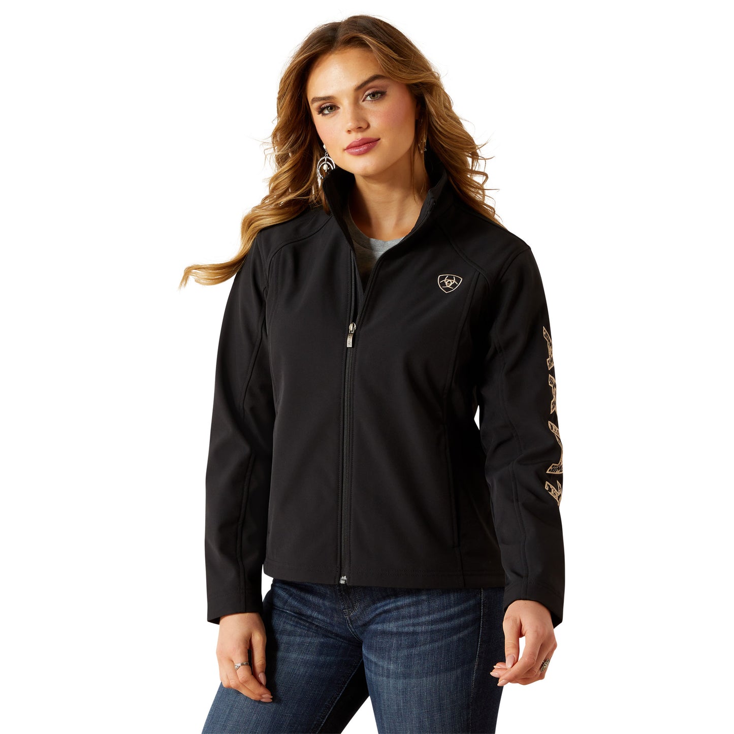 Ariat Women's Logo Softshell Jacket - Black/Southwest Minimal Print