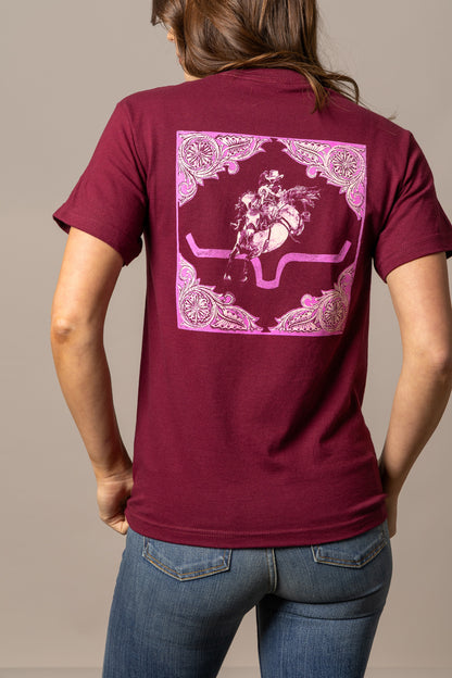 Kimes Ranch Womens Fallon Bandana Tshirt - Burgundy