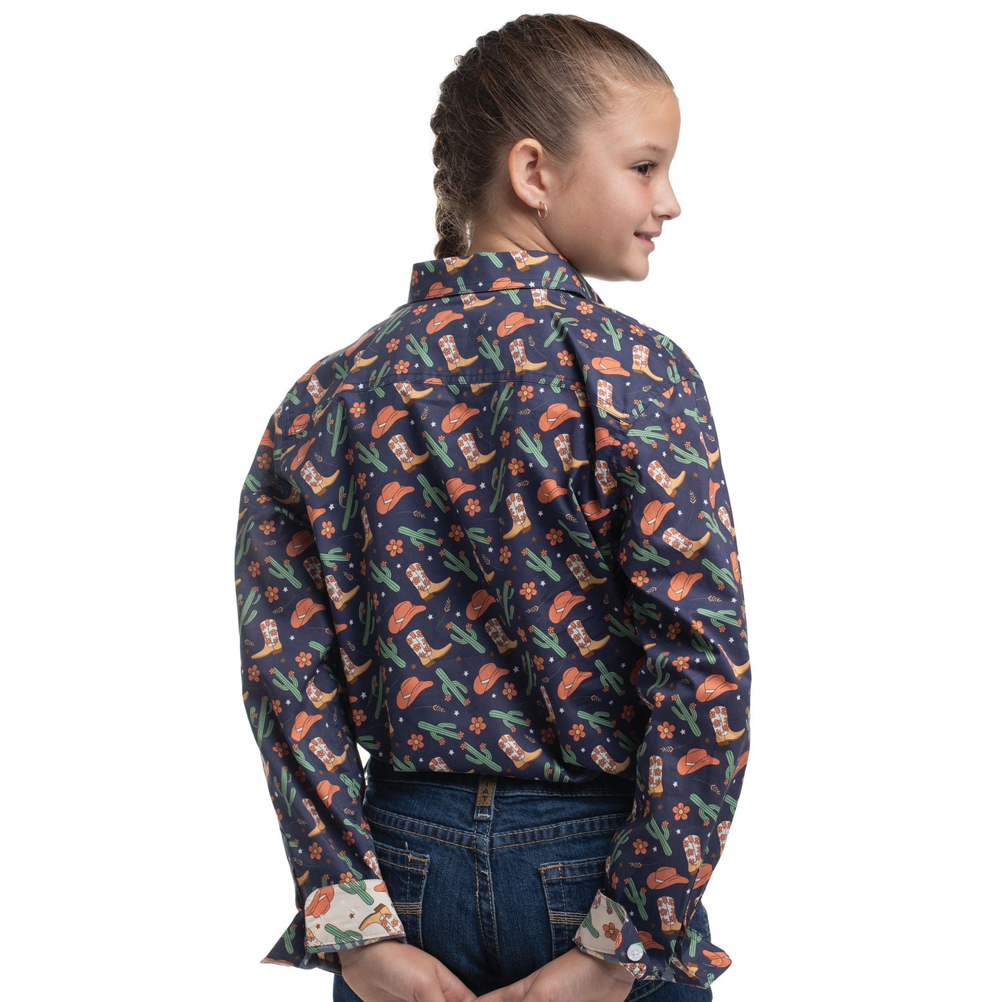 Just Country Girls Harper Half Button Workshirt - Navy Western Boots
