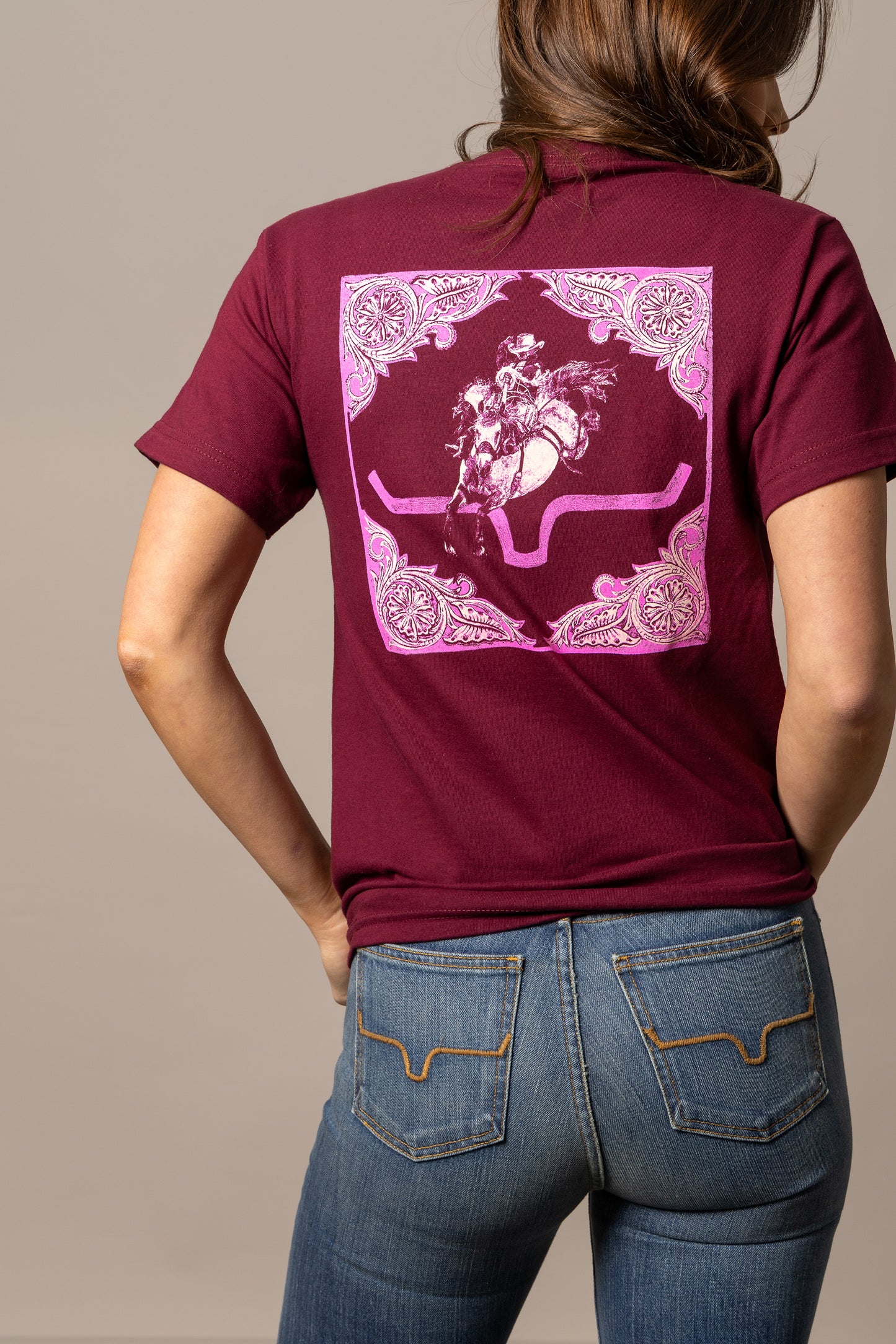Kimes Ranch Womens Fallon Bandana Tshirt - Burgundy