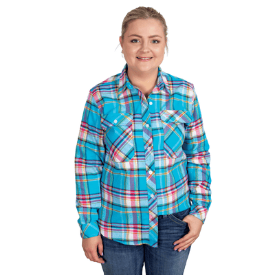 Just Country Womens Brooke Workshirt Flannel Blue Jewel