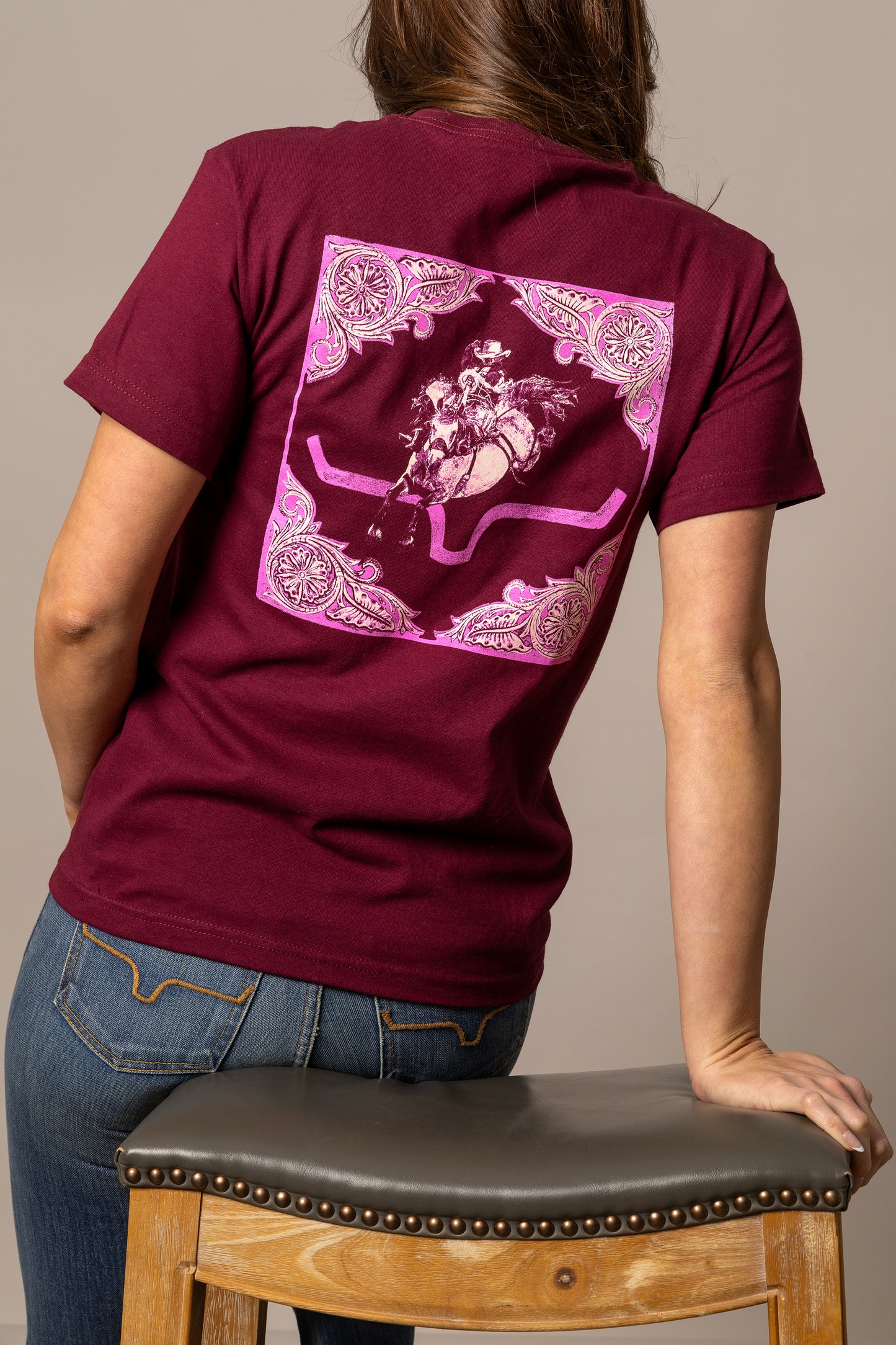 Kimes Ranch Womens Fallon Bandana Tshirt - Burgundy