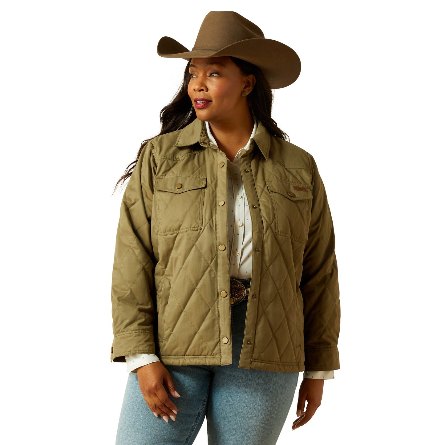 Ariat Women's Grizzly Quilted Barn Jacket - Dusky Green
