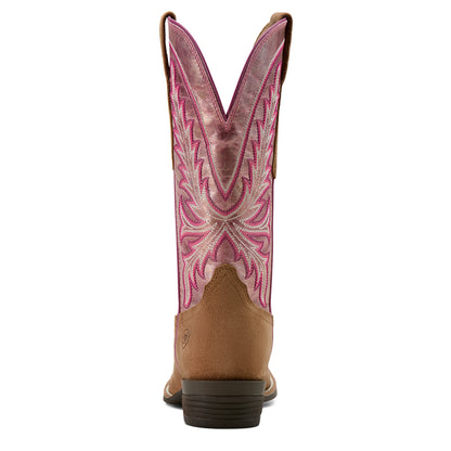 Ariat Women's Rock Creek Western Boot - Tawny Roughout/ Violet Pink Shine