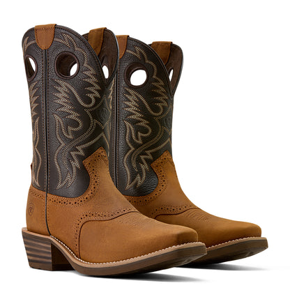 Ariat Men's Heritage Roughstock Square Toe Cowboy Boot - Status Brown/Chocolate Smoke