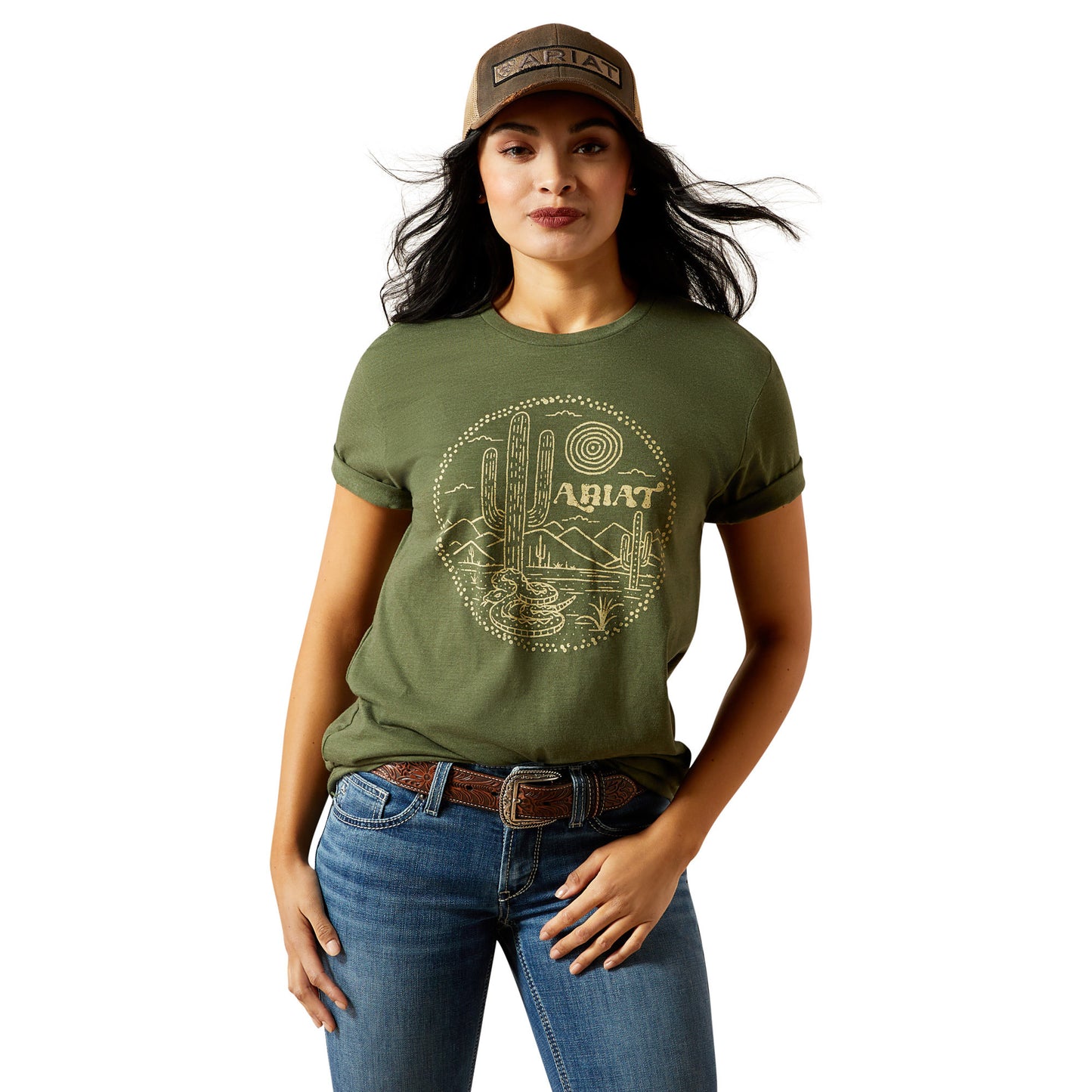 Ariat Women's Desert Snake Tee - Military Heather