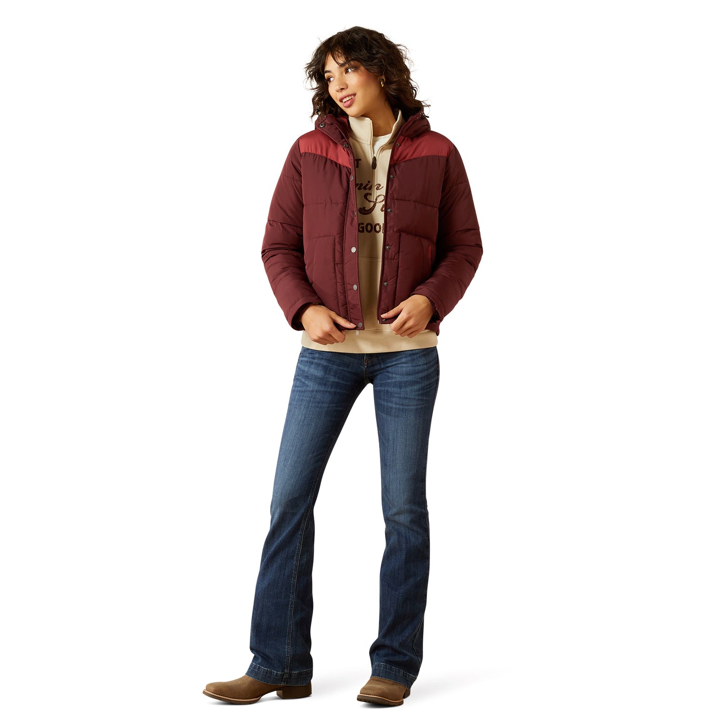 Ariat Women's Frontier Puffer Jacket - Windsor Wine/ Burnt Russet