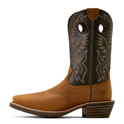 Ariat Men's Heritage Roughstock Square Toe Cowboy Boot - Status Brown/Chocolate Smoke