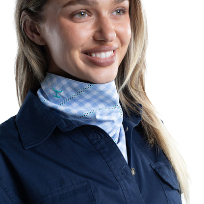Just Country Carlee Doubled Sided Scarf - Patriot Blue & White/ Vista Blue and White Check SCF2687