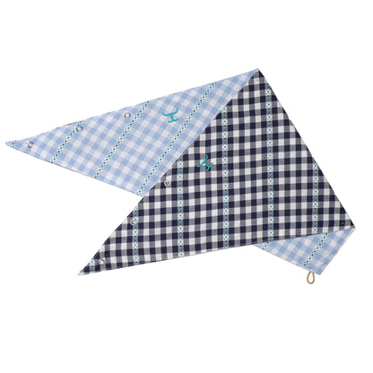 Just Country Carlee Doubled Sided Scarf - Patriot Blue & White/ Vista Blue and White Check SCF2687