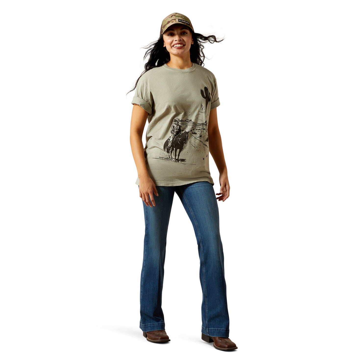 Ariat Women's Sketchy Cowboy Tee - Vintage Camel