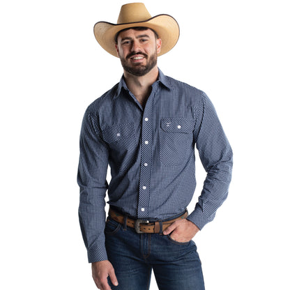 Just Country Men's Austin Full Button Workshirt -Patriot Blue & White Check MWLS2671