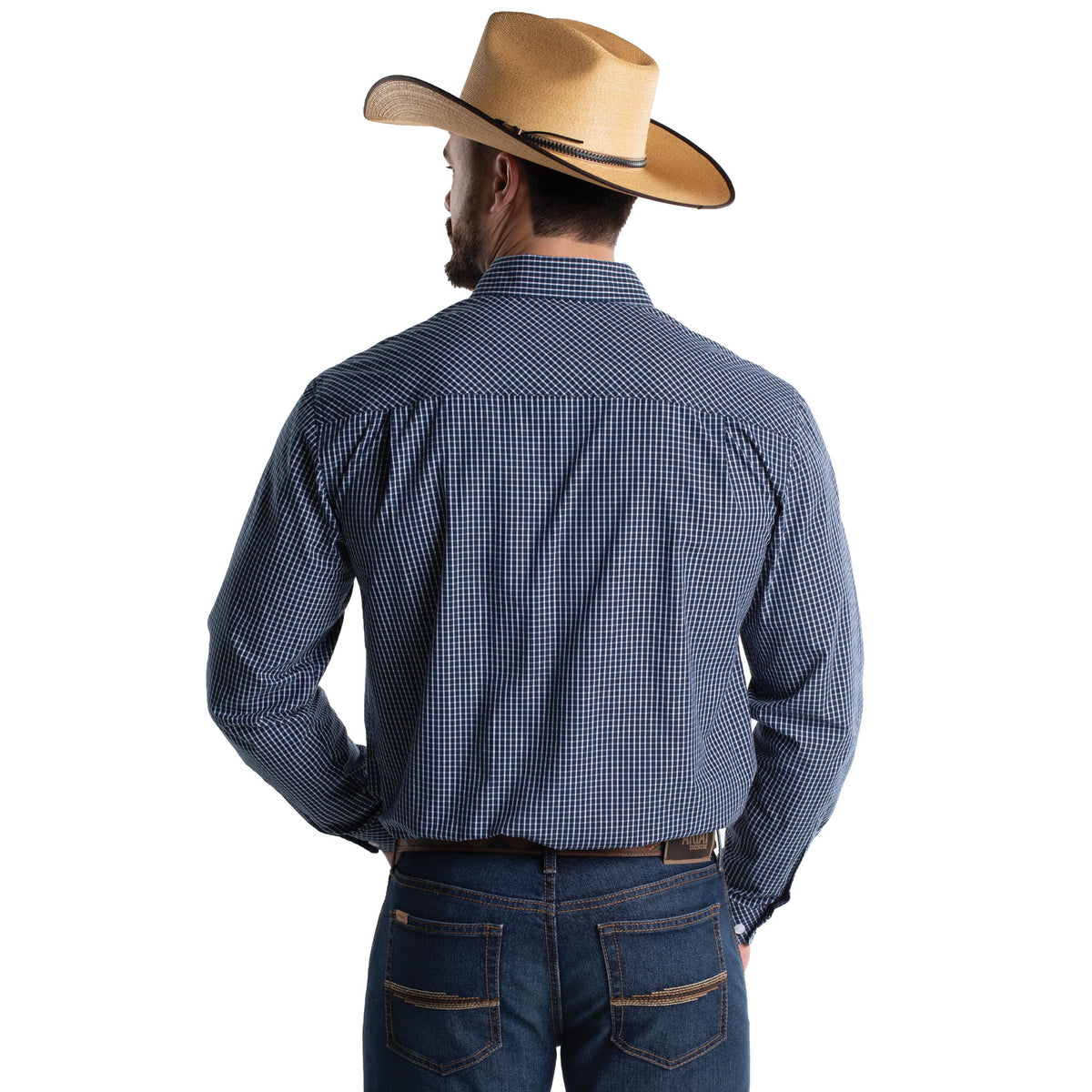 Just Country Men's Austin Full Button Workshirt -Patriot Blue & White Check MWLS2671