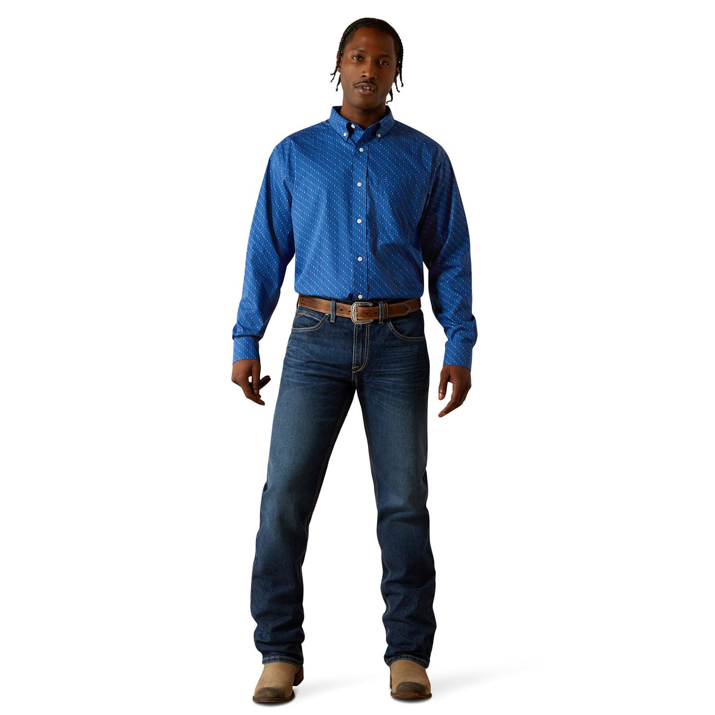 Ariat Mens Wrinkle Free Chase Long Sleeve Shirt - Cobalt
