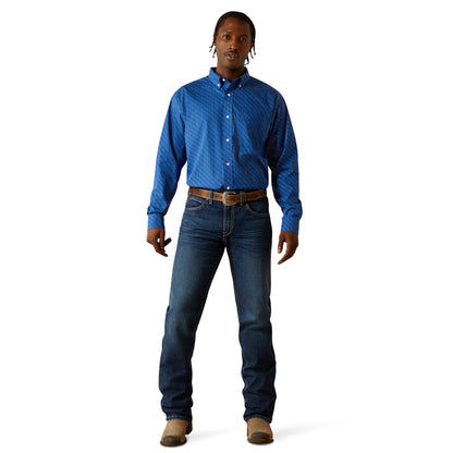 Ariat Mens Wrinkle Free Chase Long Sleeve Shirt - Cobalt