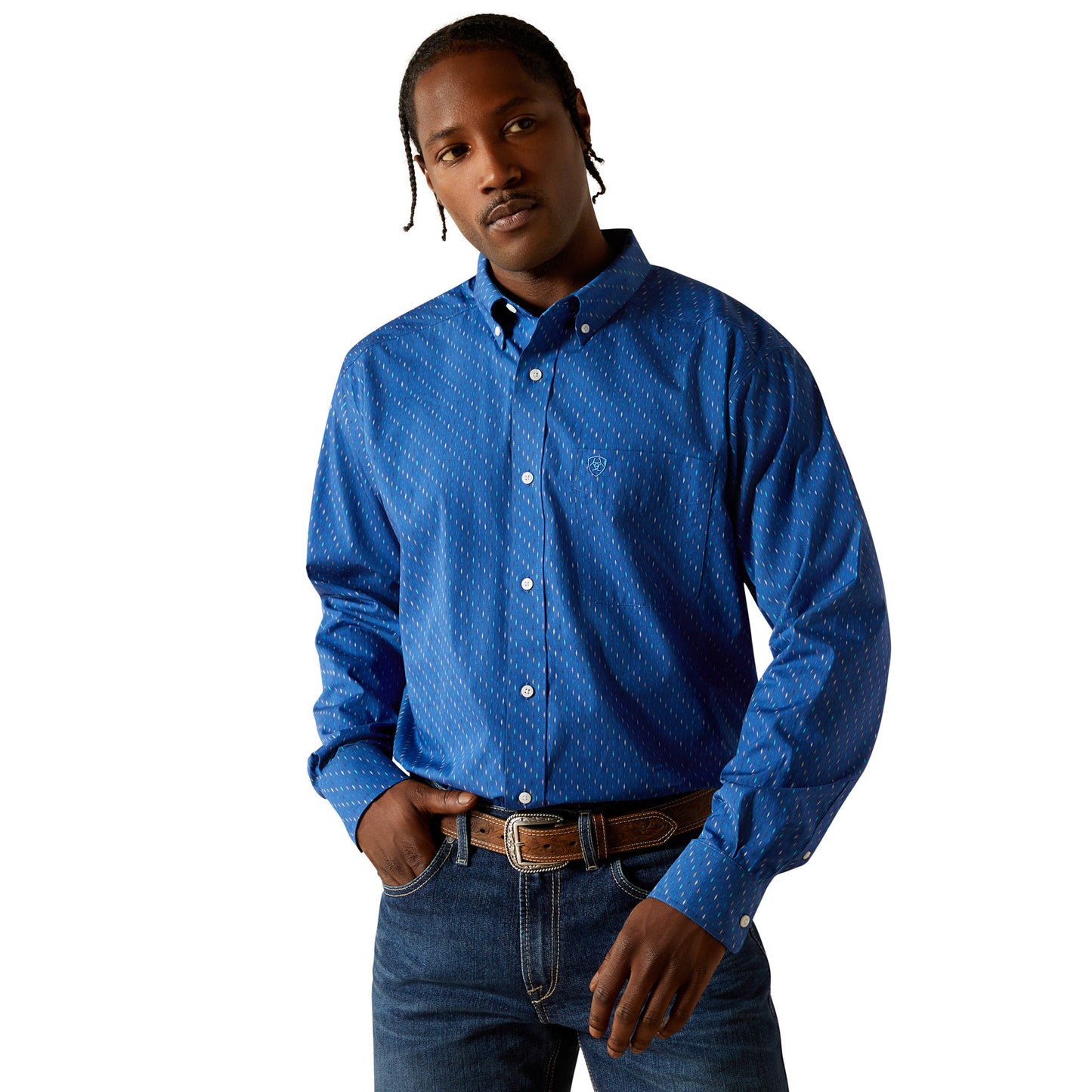 Ariat Mens Wrinkle Free Chase Long Sleeve Shirt - Cobalt