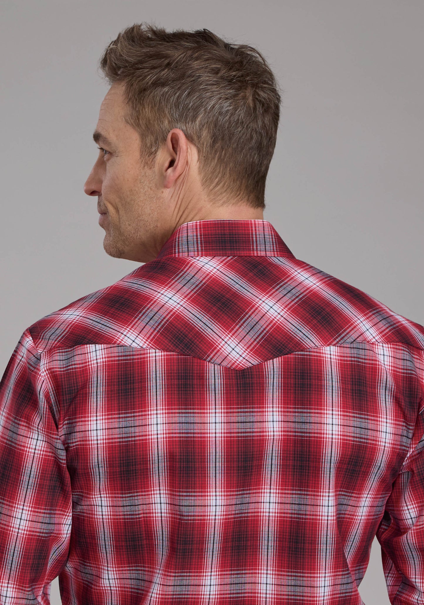 Roper Mens Karman Classic 55/45 Collection Long Sleeve Shirt Plaid Red 01-001-0101-1073