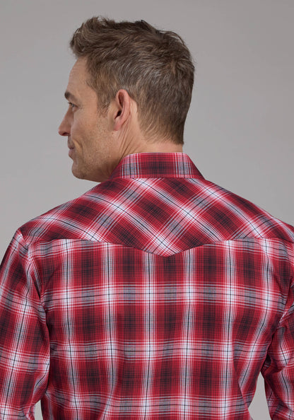 Roper Mens Karman Classic 55/45 Collection Long Sleeve Shirt Plaid Red 01-001-0101-1073