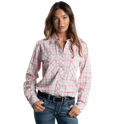 Just Country Women's Abbey Full Button Shirt  - Pink, Blue & White Plaid