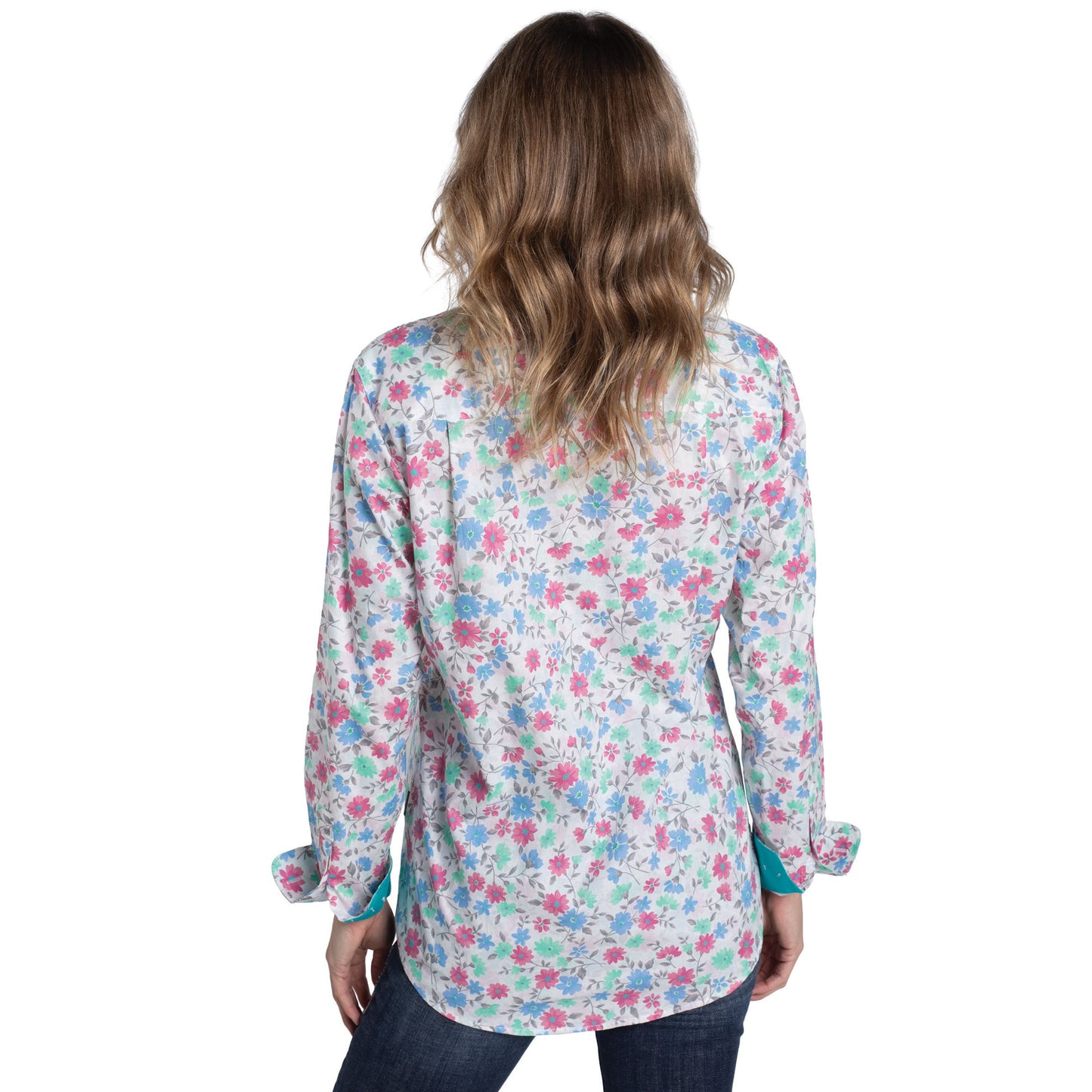 Just Country Women's Georgie Half Button Workshirt - Confetti Floral /Turquoise
