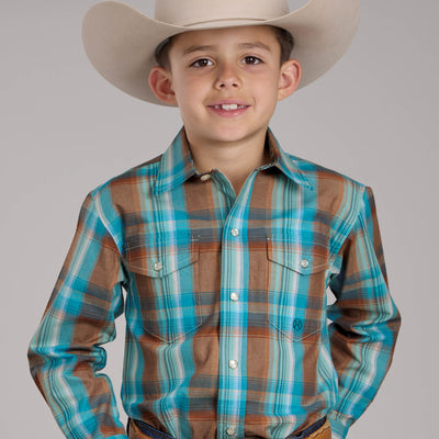 Roper Boys Amarillo Collection Long Sleeve Plaid Shirt 03-030-0278-3014