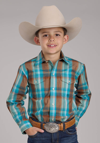 Roper Boys Amarillo Collection Long Sleeve Plaid Shirt 03-030-0278-3014